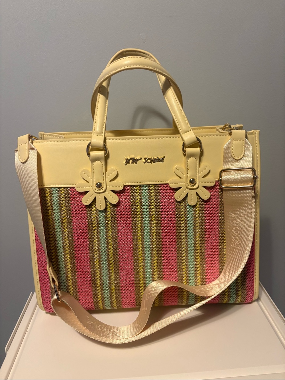 Betsy Johnson Woven Striped Tote
